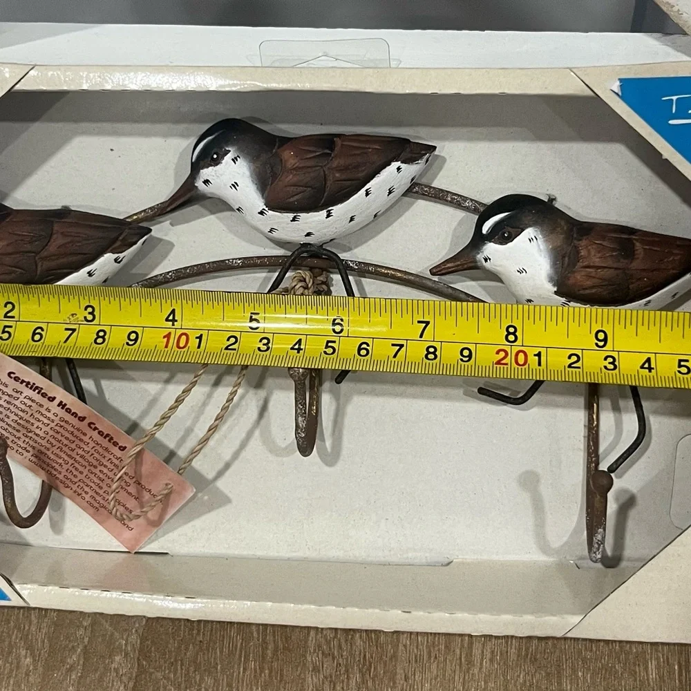 Brown and White Bird Wall Hooks